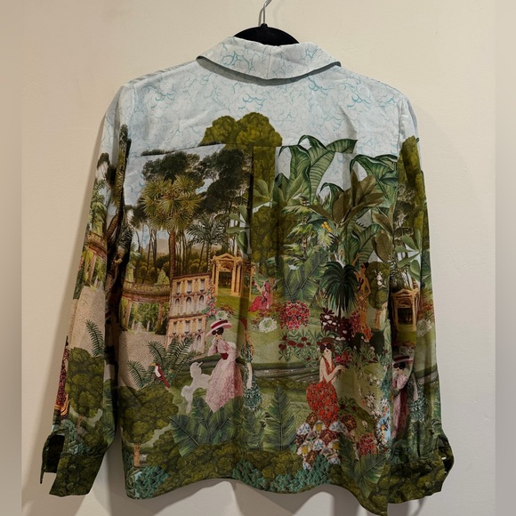 Alice + Olivia Willa Silk Blouse - Tropical Print Shirt - Picture 4 of 4